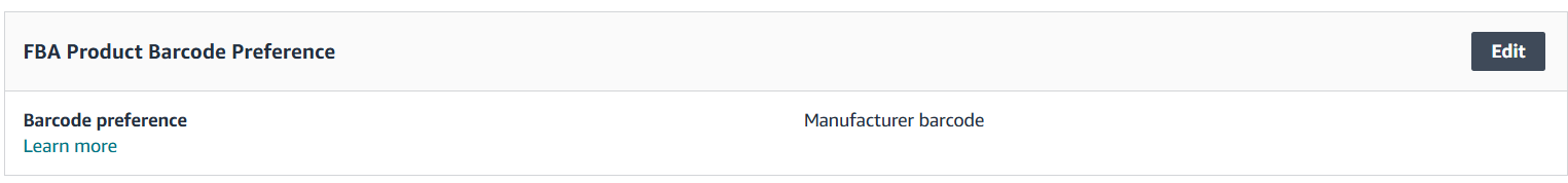FBA Product Barcode Preference