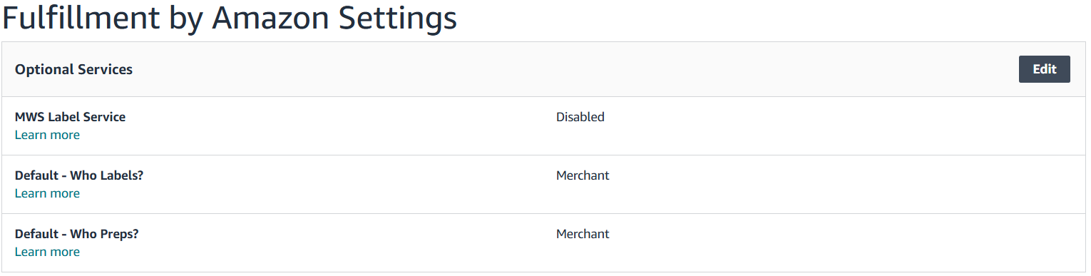 fulfillment by amazon settings