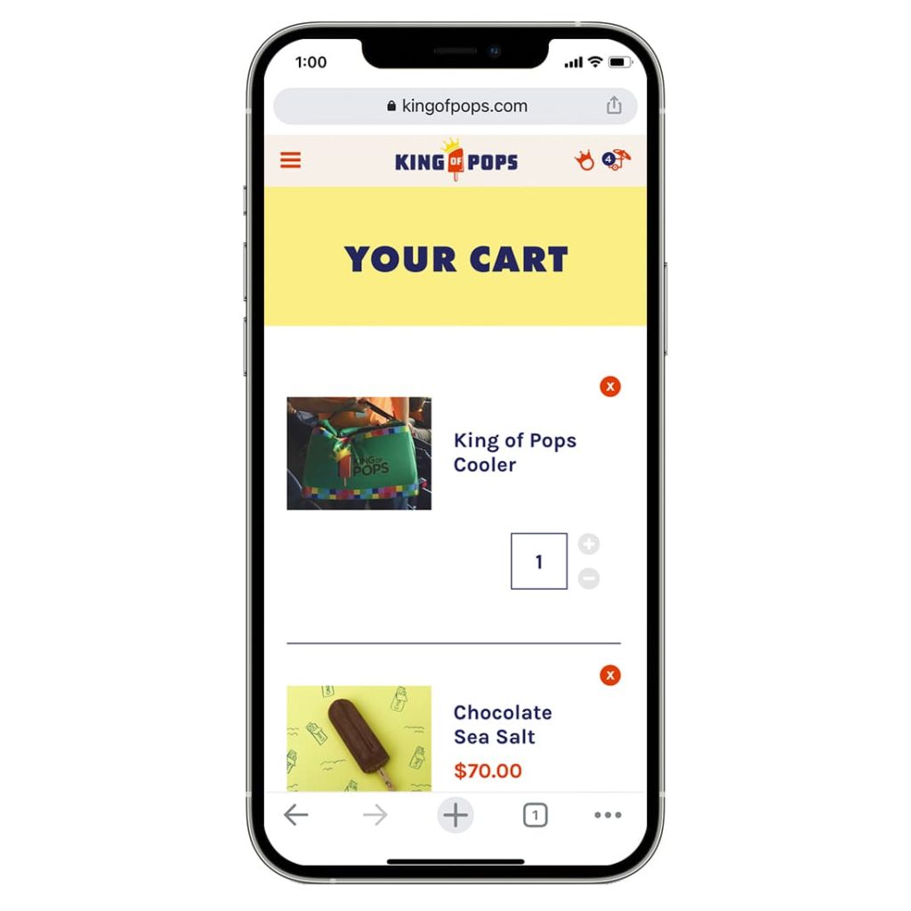 A mobile view of the King of Pops site cart
