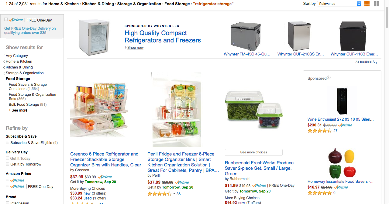 Above: Example of an AMS headline search ad for a brand of compact refrigerators & freezers. 