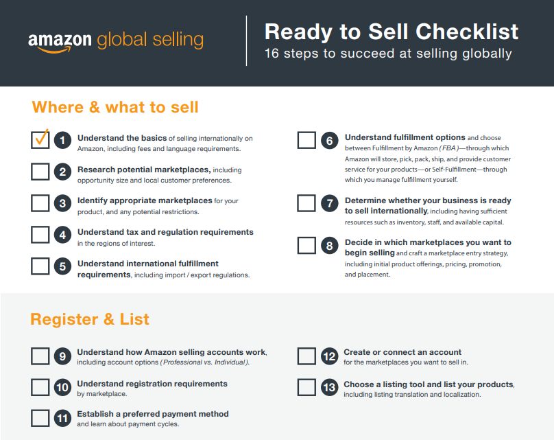 Ready to Sell Checklist - Amazon Global and FBA Export